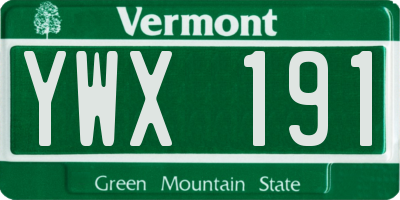 VT license plate YWX191