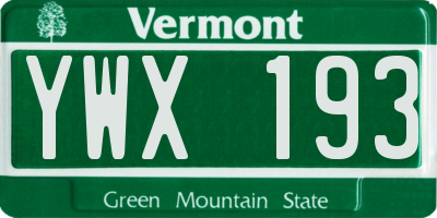 VT license plate YWX193