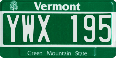 VT license plate YWX195