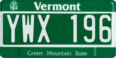 VT license plate YWX196
