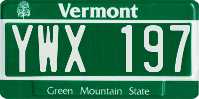 VT license plate YWX197