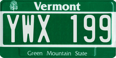 VT license plate YWX199