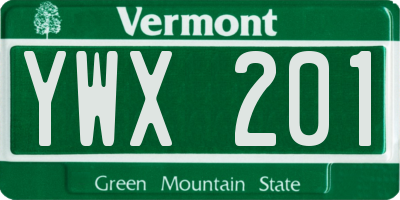 VT license plate YWX201