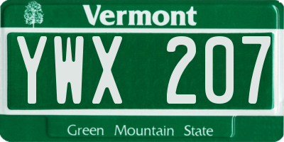VT license plate YWX207