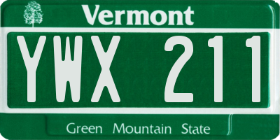 VT license plate YWX211