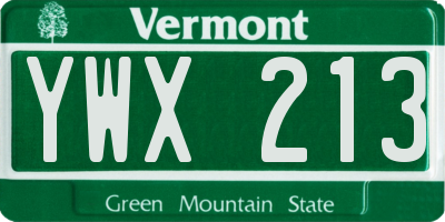 VT license plate YWX213