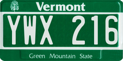 VT license plate YWX216
