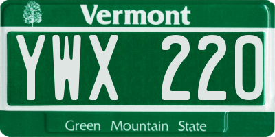 VT license plate YWX220