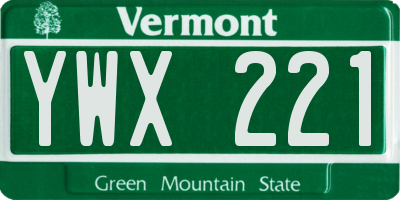 VT license plate YWX221