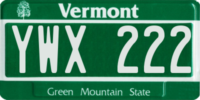 VT license plate YWX222