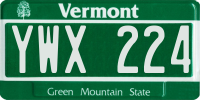 VT license plate YWX224