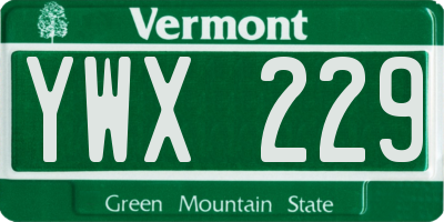 VT license plate YWX229