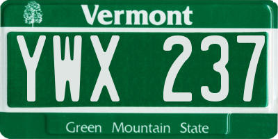 VT license plate YWX237