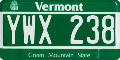 VT license plate YWX238