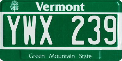 VT license plate YWX239