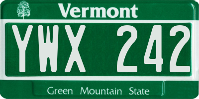 VT license plate YWX242