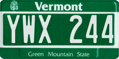 VT license plate YWX244