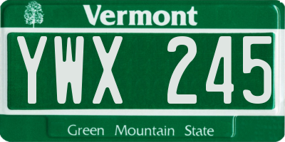 VT license plate YWX245