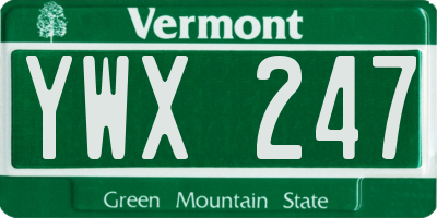 VT license plate YWX247
