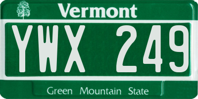 VT license plate YWX249