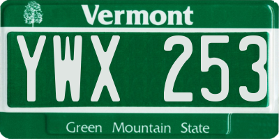 VT license plate YWX253