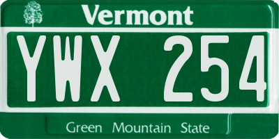 VT license plate YWX254