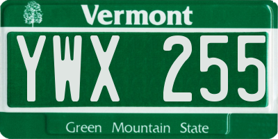 VT license plate YWX255
