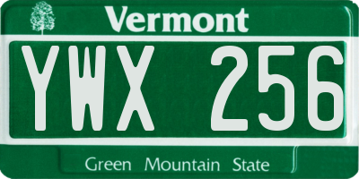 VT license plate YWX256