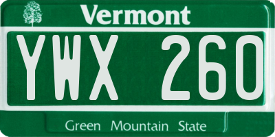 VT license plate YWX260