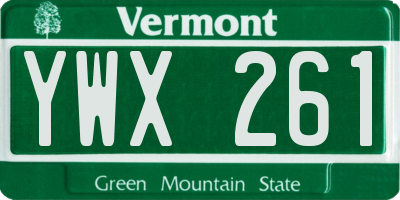 VT license plate YWX261