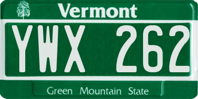 VT license plate YWX262