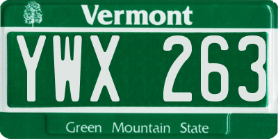 VT license plate YWX263