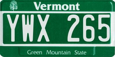 VT license plate YWX265