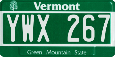 VT license plate YWX267