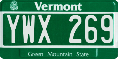 VT license plate YWX269