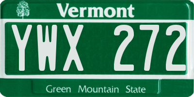 VT license plate YWX272