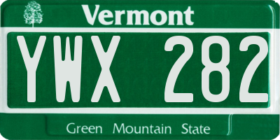 VT license plate YWX282