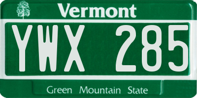 VT license plate YWX285