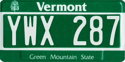 VT license plate YWX287