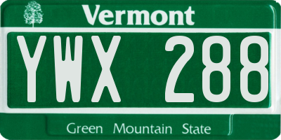 VT license plate YWX288