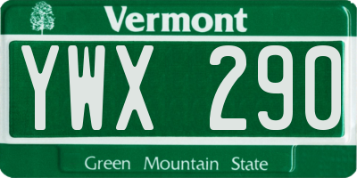 VT license plate YWX290