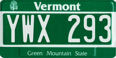 VT license plate YWX293