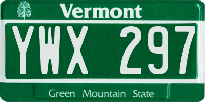 VT license plate YWX297