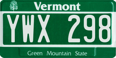 VT license plate YWX298