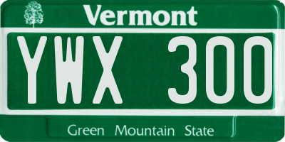 VT license plate YWX300
