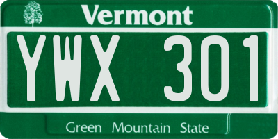 VT license plate YWX301