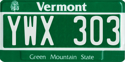 VT license plate YWX303