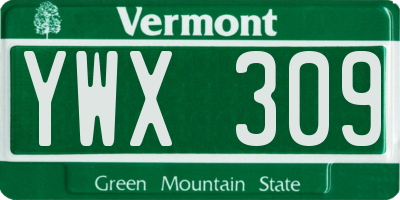 VT license plate YWX309
