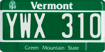 VT license plate YWX310