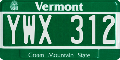 VT license plate YWX312